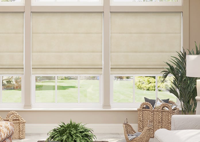 Florence Faux Suede, Stone - Motorised Roman Blind - Image 3